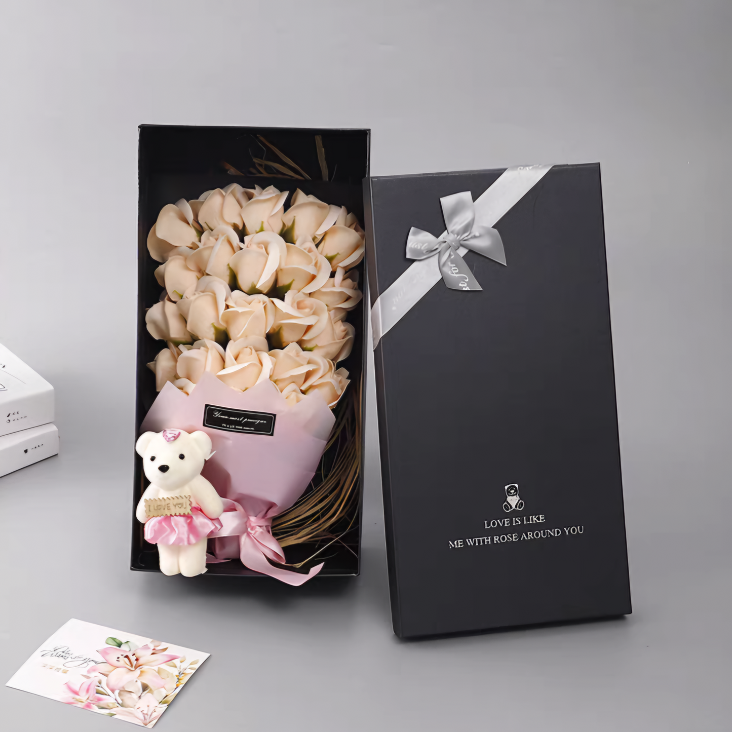 Eternal Flower Bouquet Bear - Peach