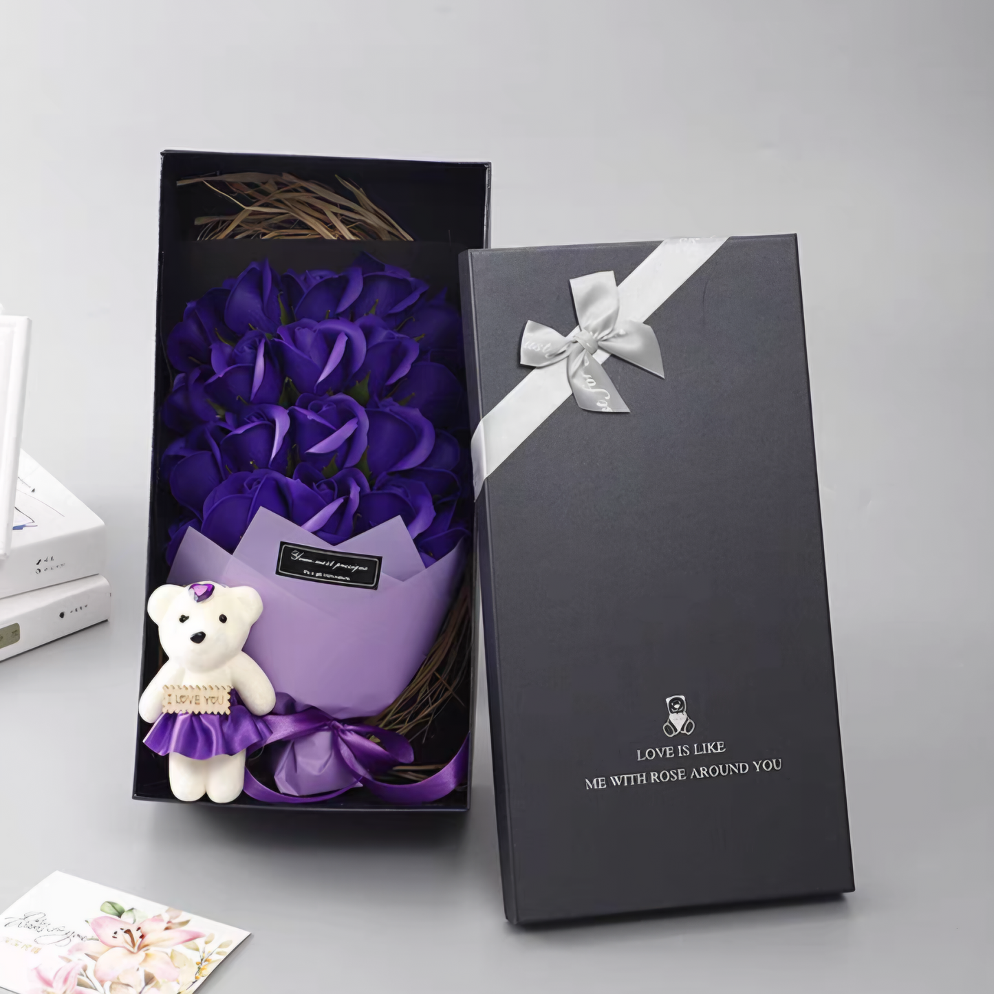 Eternal Flower Bouquet Bear - Purple